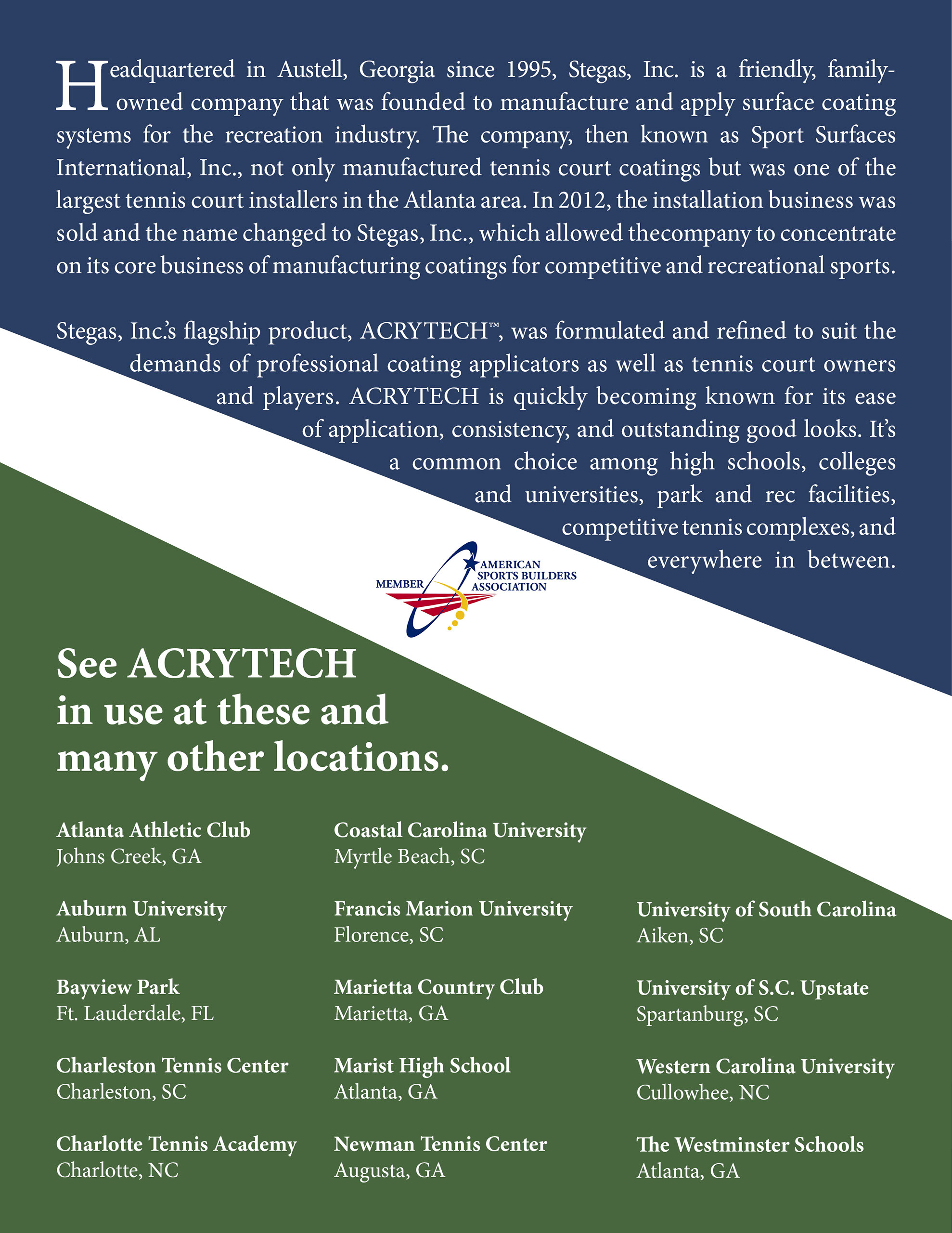 Acrytech brochure's back cover