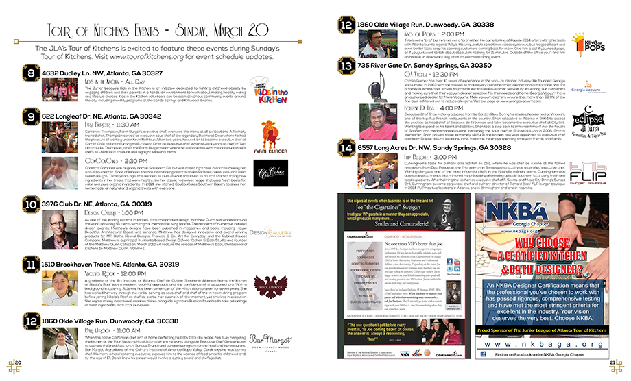 Tour of Kitchens - Sunday events